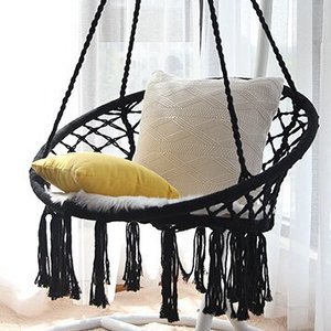 Sedia Sospesa Boho in Macramè con Nappe, Seduta Rotonda in Corda Stile Scandinavo Nordico <span class=keywords><strong>per</strong></span> Giardino, Patio e Terrazza - Product Image 5
