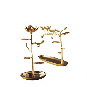 Handmade Golden Metal Ring Holder <b>Desktop</b> Display Jewelry <b>Stand</b> For Wedding Bridal Ring Decorative Holder Small Ring Holder - Product Image 1