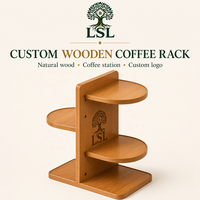 Moderne houten mokhouder met 4 lagen, bureau-organizer voor koffiekopjes en waterglazen, keukenopbergrek