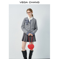 Pull-over Chic Femme Tricoté Court Style Preppy Col Rond Manches Longues Vintage Vega Chang
