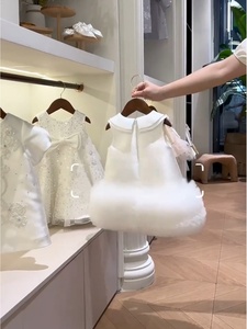 Vestito da <span class=keywords><strong>bambina</strong></span> stampato stile principessa, abito a strati in pile felpato in fibra di poliestere, ideale per il primo compleanno - Product Image 2