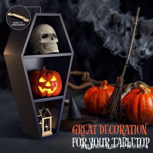 Estante de Almacenamiento de Madera en Forma de Ataúd, Negro, Madera Maciza, Decoración Gótica de Halloween, Estante de Pared Interior, Adorno Creativo - Product Image 2