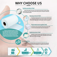 MOQ Rendah 30g/35g/40g 100% Katun Spunlace Kain Nonwoven Anti-alergi untuk Bahan Baku Lapisan Permukaan Pembalut Wanita