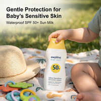 Crème solaire organique OEM SPF50+ PA+++ imperméable sans parfum pour la peau sensible des bébés, protection large spectre UVA/UVB douce
