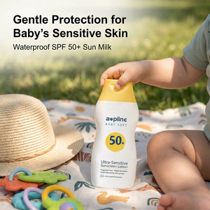 <span class=keywords><strong>Crème</strong></span> <span class=keywords><strong>solaire</strong></span> organique OEM SPF50+ PA+++ imperméable sans parfum pour la peau sensible des bébés, protection large spectre UVA/UVB douce - Product Image 2