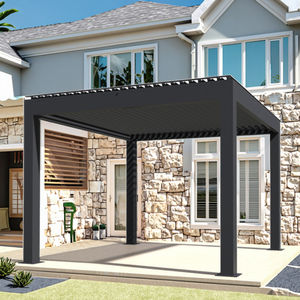 Cubierta de <span class=keywords><strong>toldo</strong></span> bioclimático de diseño moderno SINGOTec, techo de Louvre impermeable, pérgola de aluminio personalizable con puerta corredera de vidrio - Product Image 1