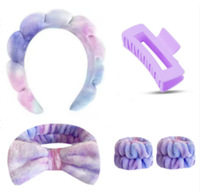 Ensemble d'accessoires pour cheveux pour femmes : Bandeau tie-dye, serre-tête, pinces à cheveux en plastique, bracelets en velours