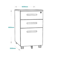 Armoire de classement mobile de luxe noire en acier moderne à 3 tiroirs, écologique et durable, avec glissières à billes pour un déplacement fluide, idéale pour la maison et le bureau