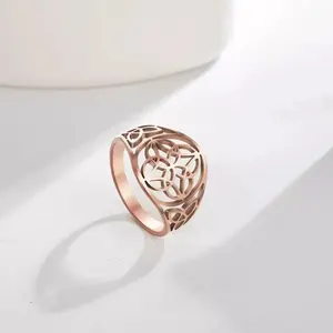 Acier inoxydable 316L personnalisé évider Viking fleur sacrée Mandala anneau Vintage celtique sorcière noeud anneau amulette meilleur cadeau - Product Image 4