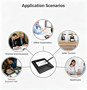 Tablette de signature électronique compacte DigiDraw Professional approuvée UKCA PSE avec stylet pour des opérations de vente au détail <span class=keywords><strong>et</strong></span> bancaires rapides - Product Image 5