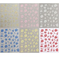 Autocollants pour ongles en PVC ultra fins et autocollants, motif petites fleurs rose doux printemps/été, sans cuisson, longue durée, logo personnalisé