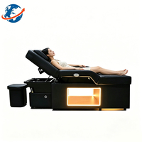 Lit de lavage capillaire moderne en acier inoxydable de style thaïlandais pour salon de coiffure, avec cuvette et repose-pieds, idéal pour les soins capillaires et le shampoing spa