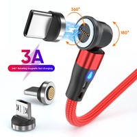 Kabel Pengisian Daya Magnetik 3 in 1 Bahan Aluminium Alloy Grosir 1M 2M 3A Pengisian Cepat 540 Derajat Kabel Usb-c Magnetik