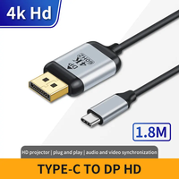 Câble d'alimentation HD 4K qualité type-c à DP mâle USB-C 60Hz charge rapide transmission de synchronisation de données 1.8m cordon pour téléphone TV ordinateur portable