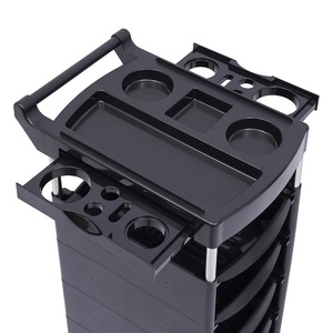 Chariot de <span class=keywords><strong>coiffure</strong></span> <span class=keywords><strong>professionnel</strong></span> mobile noir avec armoire - Product Image 4