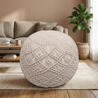 Pouf ottoman noué en coton naturel fait main pour s'asseoir, repose-pieds, tabourets, design moderne asiatique, pour chambre, atelier, usage domestique