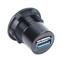 Soket tipe USB-C potongan dudukan Panel 22mm/konektor pemasangan lubang bulat USB C betina ke USB 3.0 betina a