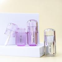 Tube de brillant à lèvres de luxe 3 ml en forme de capsule avec applicateur à grande brosse, contenant vide transparent pour cosmétiques colorés de boutique