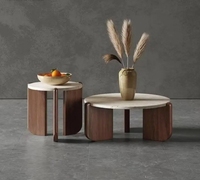 Table basse en bois de luxe moderne de Style nordique côté simple en forme de terrazzo noyer pour salon meubles de maison personnalisables