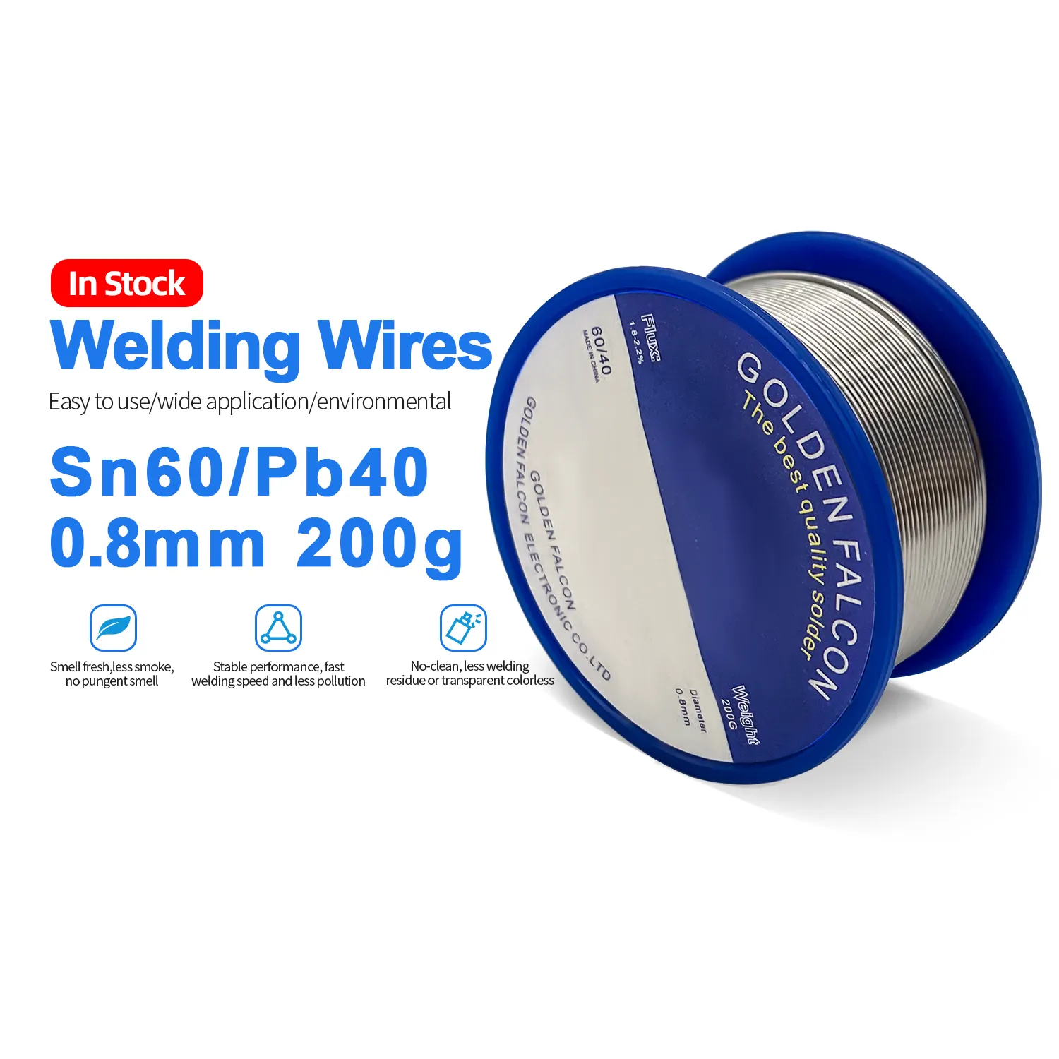 Tin Solder Wire Tin 60 40 Flux Rosin Activated Cored Welding Wire 0.8mm Diameter 200G Sn60/pb40