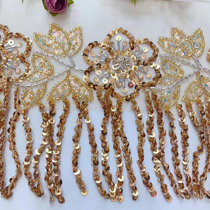 beaded fringe trim for dresses 12 Yards Beaded Fringe Trim 3-3/4 inch Hanging Tassel Trim Silver Sewing Trim Fringe Crystal Beaded Trim Lace Ribbon for Curtain Tablecloth Home Decor