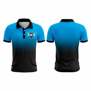 Polo con degradado azul y negro personalizado con logotipo para UNIFORMES DE EQUIPO o ropa promocional estilo hombre - Product Image 1