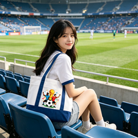 Sac fourre-tout en toile de coton MINGYUE robuste et extra large à motif de dessin animé, avec fermeture éclair et poignée longue, personnalisable, vente en gros