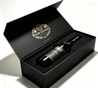 Boîte d'emballage de luxe personnalisée en carton rigide en forme de livre magnétique pour bouteille de vin rouge, idéale pour les cadeaux d'affaires