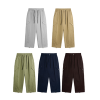 Pantalon cargo doublé pour homme QUICKSHOW Streetwear 100% coton sergé, poids moyen, style urbain, vintage, patchwork, ample, décontracté, pour le travail