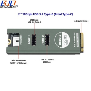 Nouvelle carte d'extension adaptateur M.2 NVMe M-Key avec 2 connecteurs USB <span class=keywords><strong>3.2</strong></span> Type-E (Type-C frontal) et boîtier en alliage d'aluminium - Product Image 3