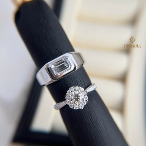 Cincin pertunangan berlian dewasa Lab Platinum, cincin pasangan pria dan wanita untuk pasangan - Product Image 3