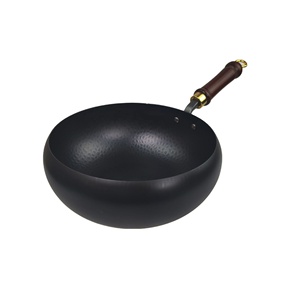 Pentole da Cucina in Acciaio al Carbonio Antiaderenti con Manico in Legno, Motivo Martellato, Facili da Pulire, Disponibili in Magazzino - Product Image 1