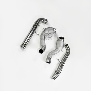 Pour mercedes-benz <span class=keywords><strong>AMG</strong></span> M178 C190 <span class=keywords><strong>GT</strong></span> GTC GTS GTR mise à niveau des performances du système d'échappement avec tuyau de descente droit ou 200 cellules - Product Image 1