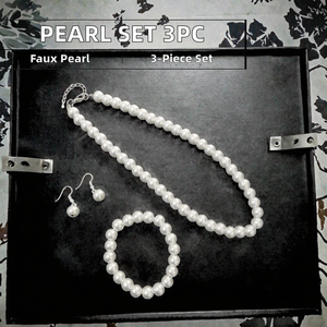 Classic Trendy Geometric Pearl Necklace <b>Bracelet</b> Earring <b>Set</b> Bridal Accessories for Women Mainly Made of Alloy - Product Image 2