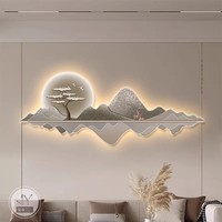 Dekorasi Ruang Tamu Modern Mewah Ringan Mural Latar Belakang Sofa Dinding LED Lukisan Dekorasi Lanskap