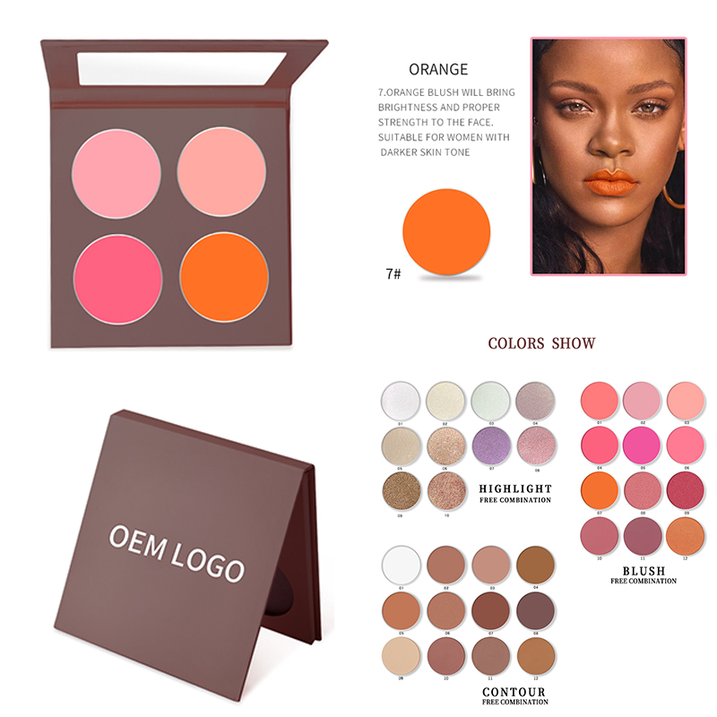 Низкий минимальный объем заказа diy веганских материалов высокого пигментированные косметическое средство, контурная кисть для румян Палитра в 3 4 6 видов цветов палитры метка частного назначения