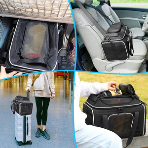 Transportín de mascotas de lados suaves aprobado por la aerolínea para gatos y perros pequeños Bolsa de transporte de mascotas expandible de alta calidad - Product Image 6