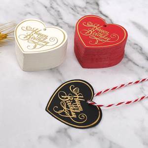 <span class=keywords><strong>2022</strong></span> nouvel an joyeux anniversaire cadeau décoration bronzant étiquette en forme de coeur rouge main impression UV imprimé adhésif autocollant carte de bénédiction - Product Image 2