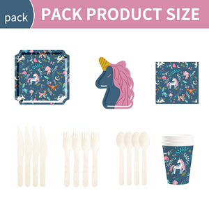 Décorations d'anniversaire licorne DAMAI comprenant des assiettes à dîner, des assiettes à dessert, des serviettes, des gobelets, une bannière et une nappe pour kit de fête licorne pour 8 personnes - Product Image 5