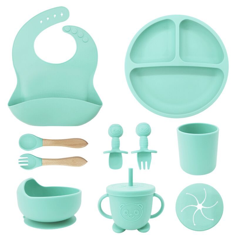 (wood fork spoon feeding set 10pieces in 1 ) mint
