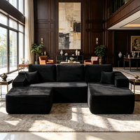 Canapé modulaire en forme de U symétrique avec double chaise longue pour salon de luxe à haut plafond