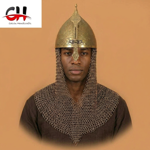 Calvin Handicrafts - Casco Medieval de Metal Vintage, Hecho a Mano, con Forma de Dibujo Animado, Color Amarillo Pulido, Diseño Personalizado, Navidad - Product Image 1
