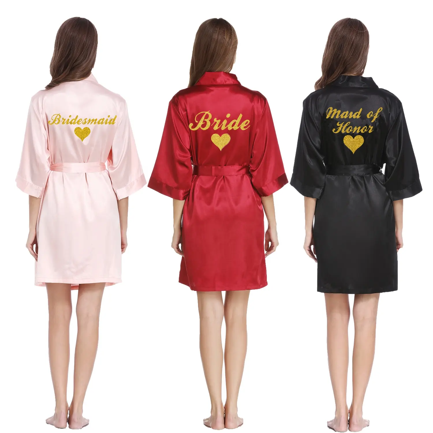 Custom Logo Bride Robe 135 colors Bridal Wedding Dress Bridesmaid Silk Satin Kimono robes