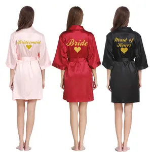 Logo personnalisé Robe de mariée 135 couleurs Robe de mariée demoiselle d'honneur soie Satin Kimono robes
