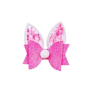 Easter Bunny Hairpin Cartoon Rabbit Ear <b>Bow</b> <b>Clip</b> Handmade Glitter Fabric PU Water Drop BB <b>Clip</b> - Product Image 5