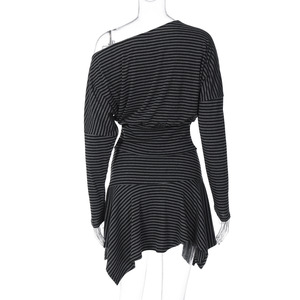 Conjunto de Top Cropped de Manga Longa com Ombros à Mostra e Saia Mini, Conjunto <span class=keywords><strong>Casual</strong></span> Listrado de 2 Peças, Roupas Elegantes para Mulheres - Product Image 6
