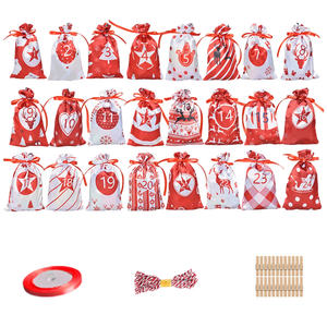 Calendario de Adviento de Navidad hecho a mano Bolsa de tela de lino moderna Caja de regalo de dulces promocional para niños Difundiendo alegría cada - Product Image 4