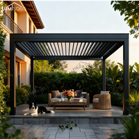 Pergola de luxe motorisée en alliage d'aluminium avec toit à persiennes rabattables 4x6m, structure solaire pour jardin, respectueuse de l'environnement, étanche et thermolaquée