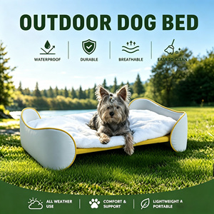 Cama para Mascotas de Cuero Impermeable con Marco de Metal Personalizado, Cama Elevada de Lujo para Perros con Ruedas, Fabricada en China - Product Image 1