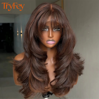 Perruques sans colle à dentelle frontale en cheveux naturels vietnamiens bruts, ondulés, à trame unique, de luxe, originales, pour femmes noires